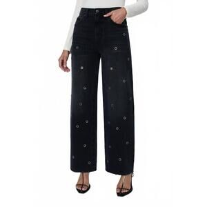 Pistola Dark Straight Leg Jeans with Eyelet Details